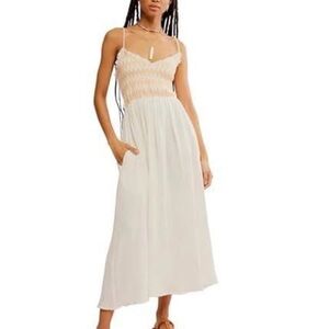 $168 Free People Embroidered Women’s Medium Sweet Nothings Midi-Solid Dress